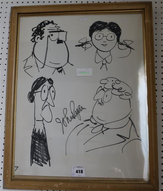 Original drawing of character from Lettuce Leaf cartoon strip by John Ryan, signed